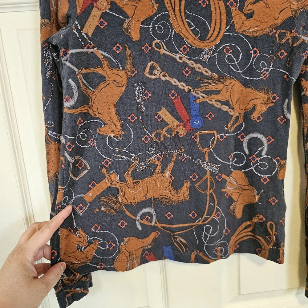Anthropologie Adventurer Horse Equestrian Western Country Mock Neck Top - Picture 7 of 10